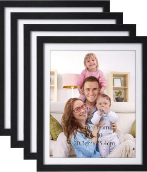Giftgarden 8x10 Picture Frame Black with Mat, 9.4x11.7 Outer Frames Matted to 8 x 10’ Photos for Wall or Tabletop Decor, Set of 4