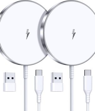 Magnetic Wireless Charger 15W Fast Mag Safe Charger for Cell Phone 16 Pro Max/16 Pro/16 Plus/16/15/14/13/12 Series 2 Pack Charging Pad for AirPods 3/2/Pro 2/Pro Mag-Safe Original Replacement